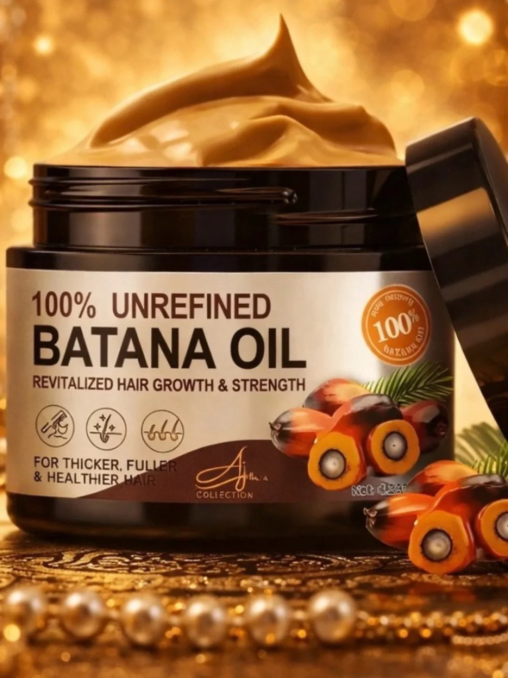 100% Unrefined Batana Oil Hair Mask - Gold Nourish & Strengthen